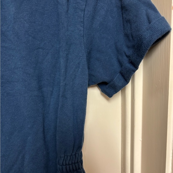 The Nines by HATCH Short Sleeve French Terry Cropped Blue Jumpsuit - Picture 5 of 9